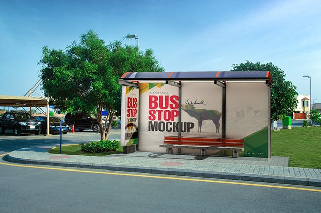 巴士公交站台灯箱广告牌样机 Bus Stand Mockups插图(6)