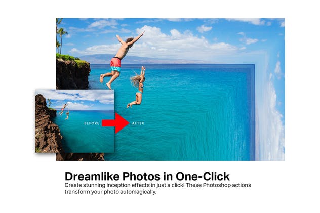 10款90度直角折叠创意效果照片后期处理PS动作 Inception – 10 Photoshop Actions插图(1)