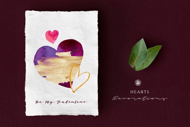 爱心主题水彩插画合集 Hearts – Watercolor Illustrations插图(5)