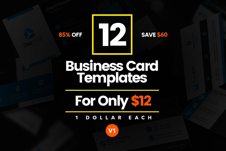 12款现代设计风格企业名片设计模板合集 12 Modern Business Cards – Bundle v1插图