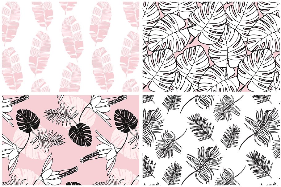 热带树叶手绘矢量纹理合集 Tropical Foliage Vector Patterns插图(11)