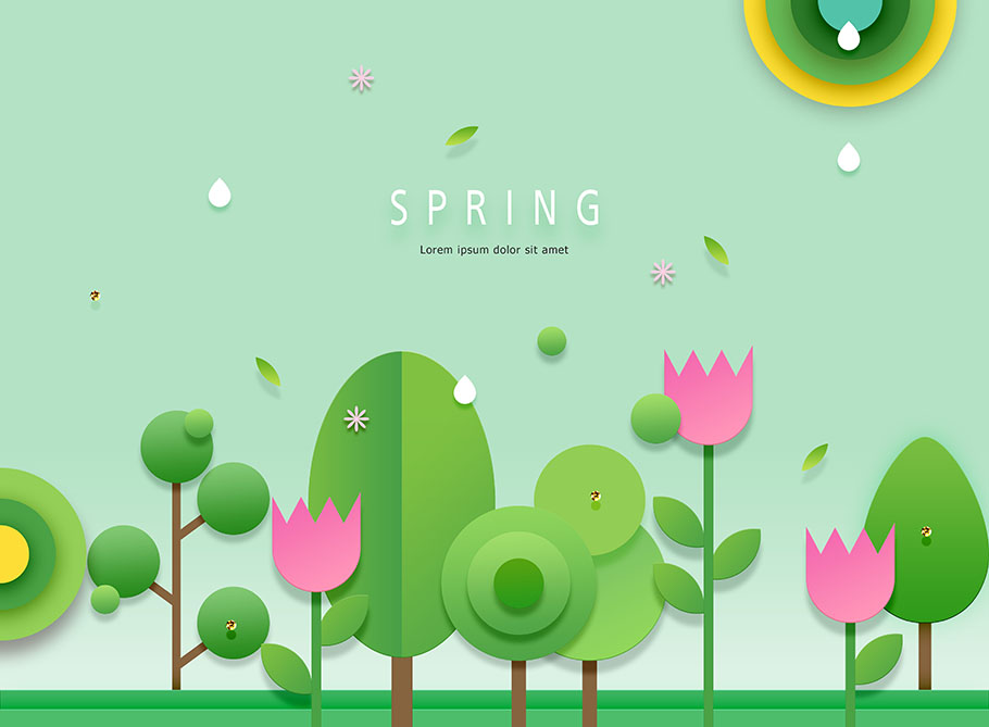 春季创意卡通插画海报模板PSD插图(6)