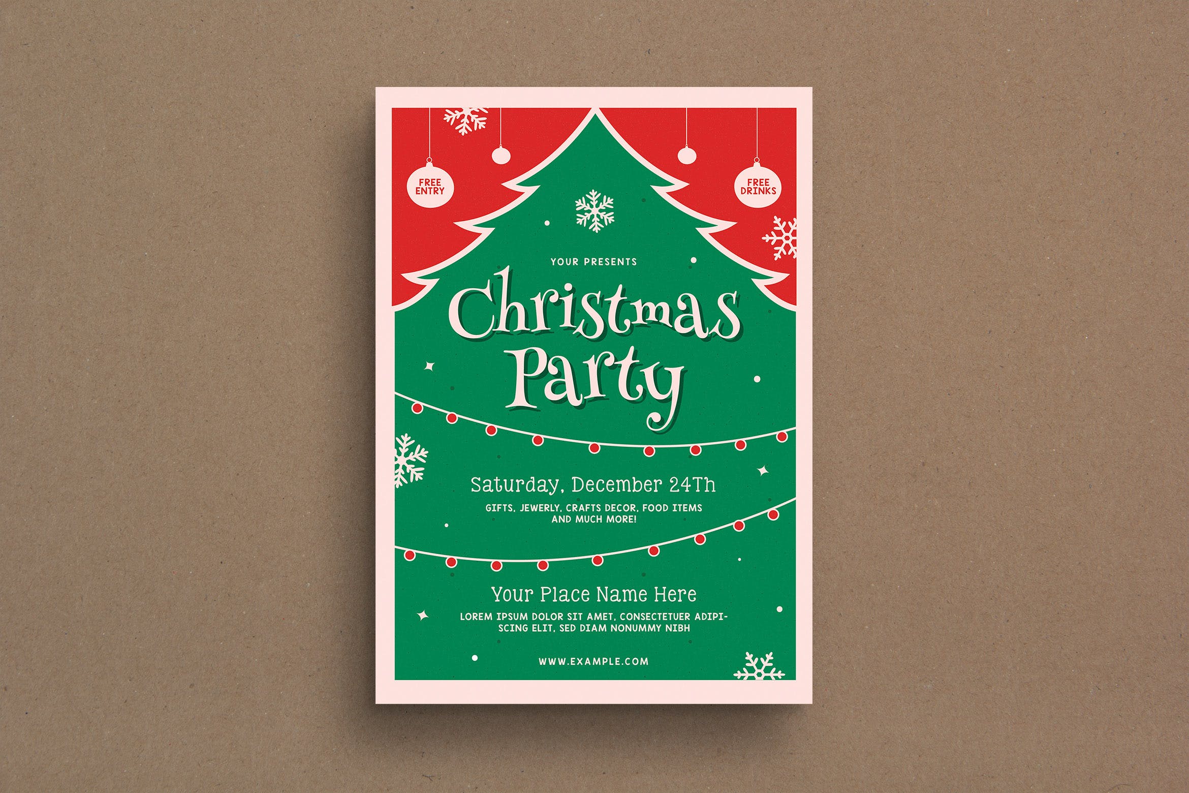 复古设计风格圣诞节活动海报传单模板v2 Retro Christmas Event Flyer插图