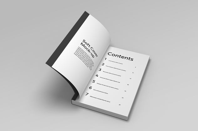 软封图书封面设计效果预览图样机 Soft Cover Book Mockup插图(7)