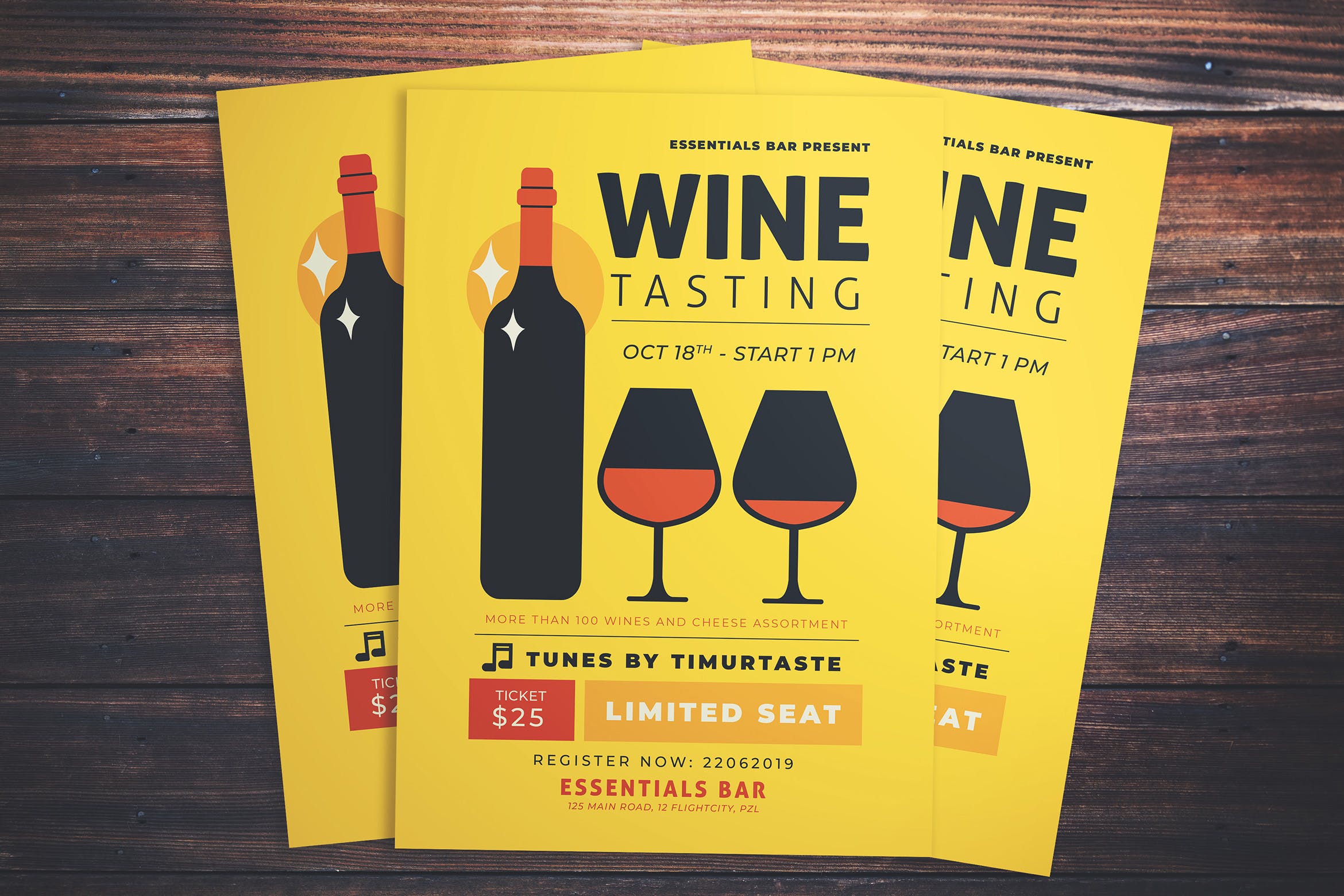 品酒活动海报传单设计模板 Wine Tasting Event Flyer插图