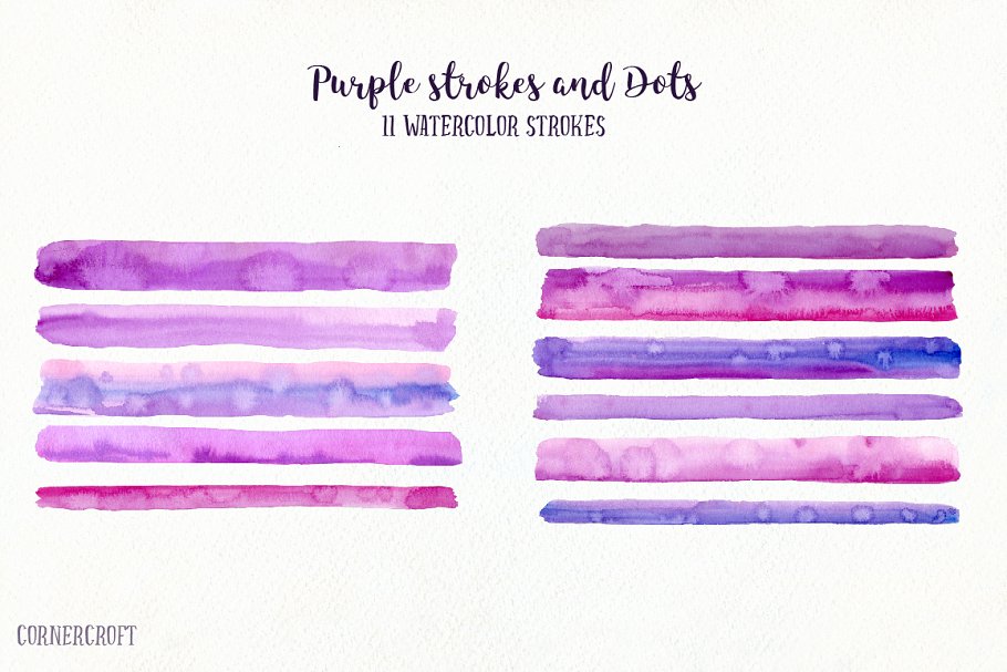 紫色水彩笔画肌理纹理 Watercolor Texture Purple Stroke插图(2)