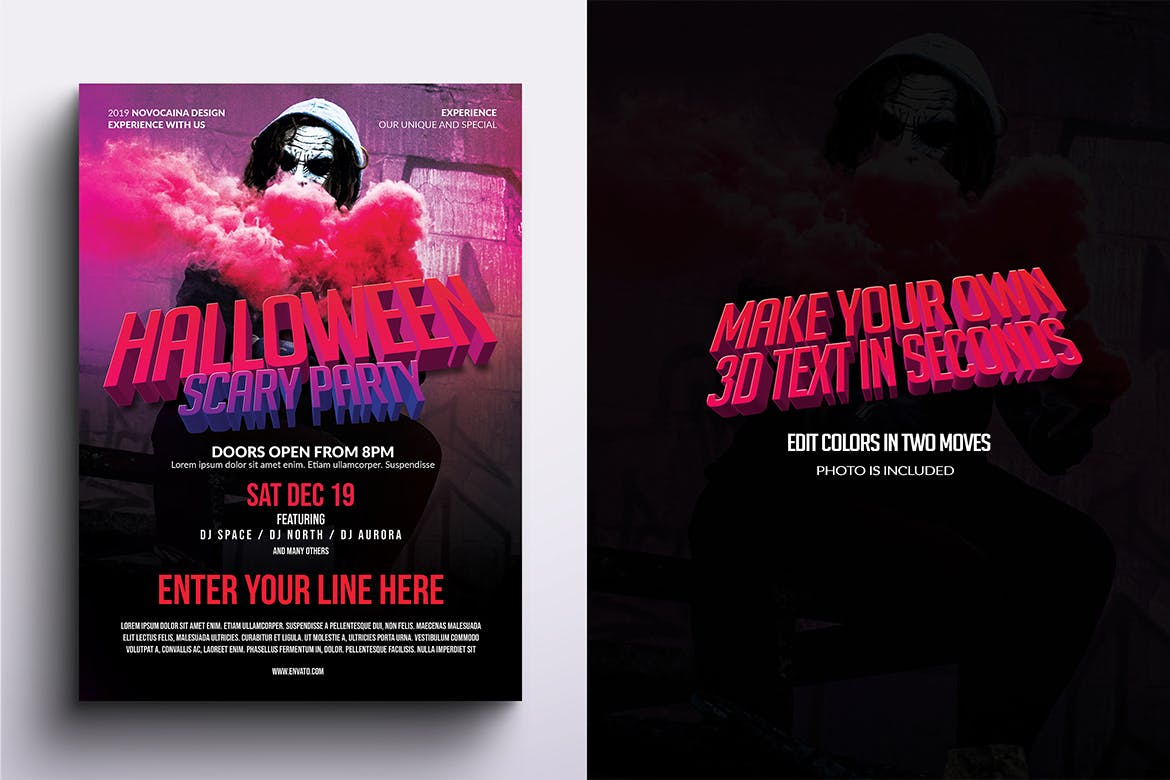 万圣节DJ音乐派对活动传单海报设计模板 Halloween Party Poster & Flyer插图(2)