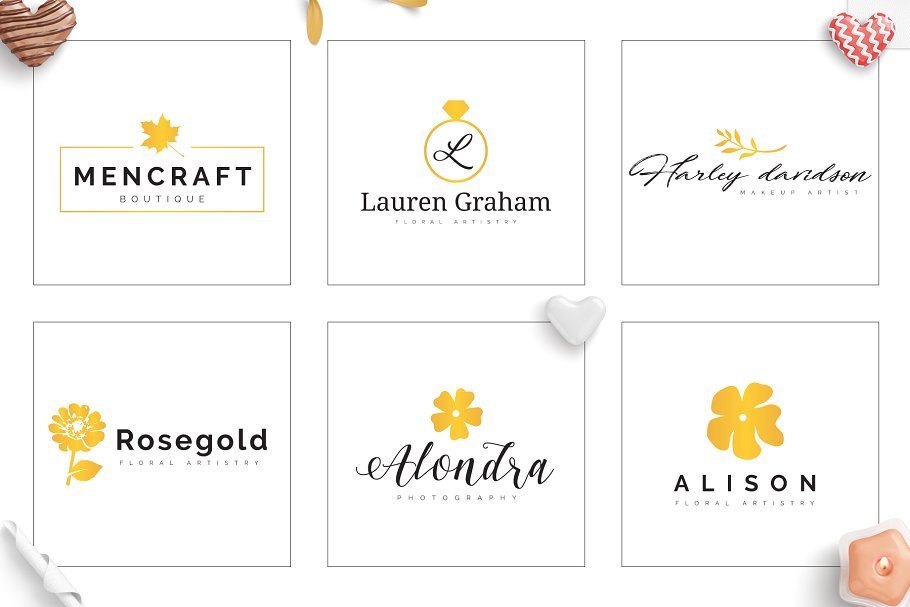 70款优雅花卉装饰标志设计模板素材 70 Elegant Floral Logo Pack插图(4)