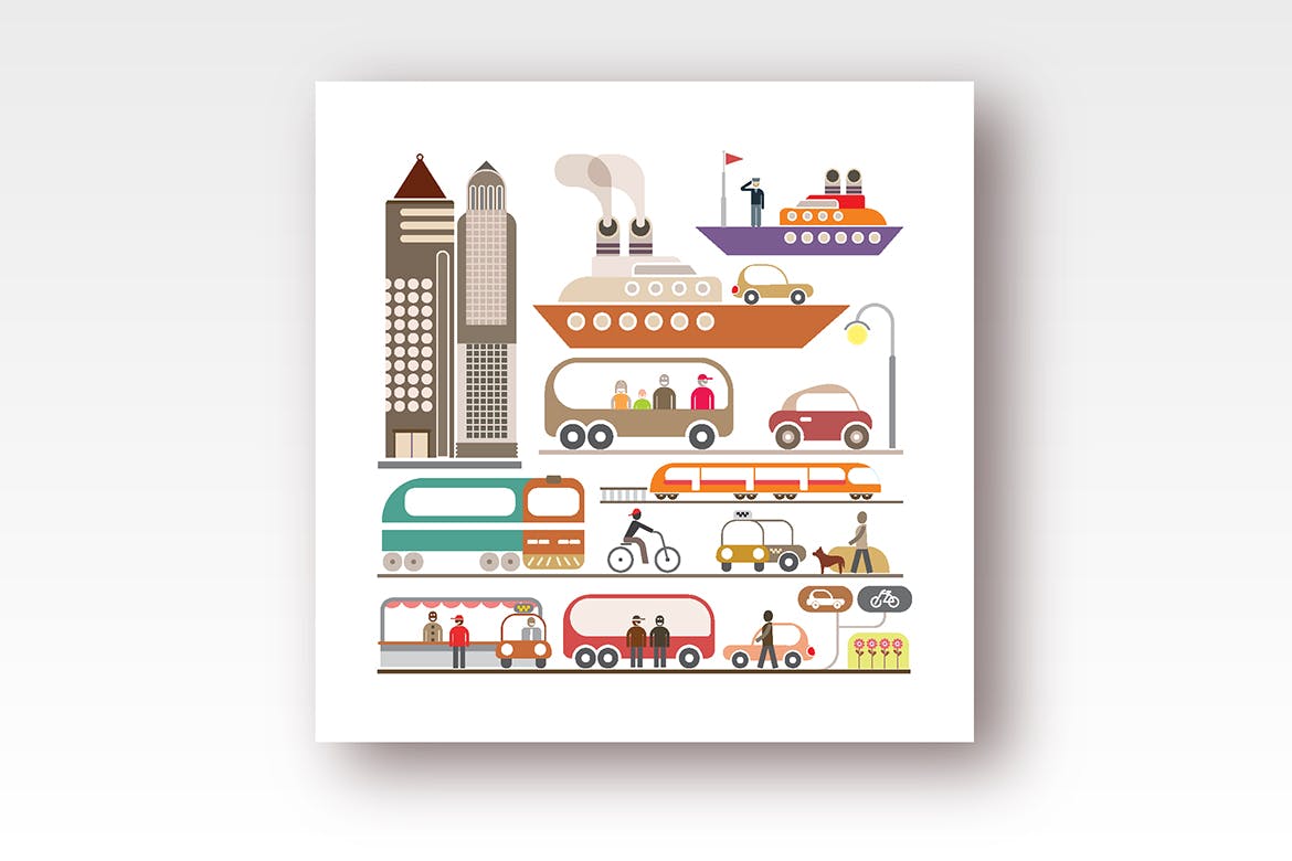 现代城市创意矢量插画设计素材 Modern City vector graphic illustration插图