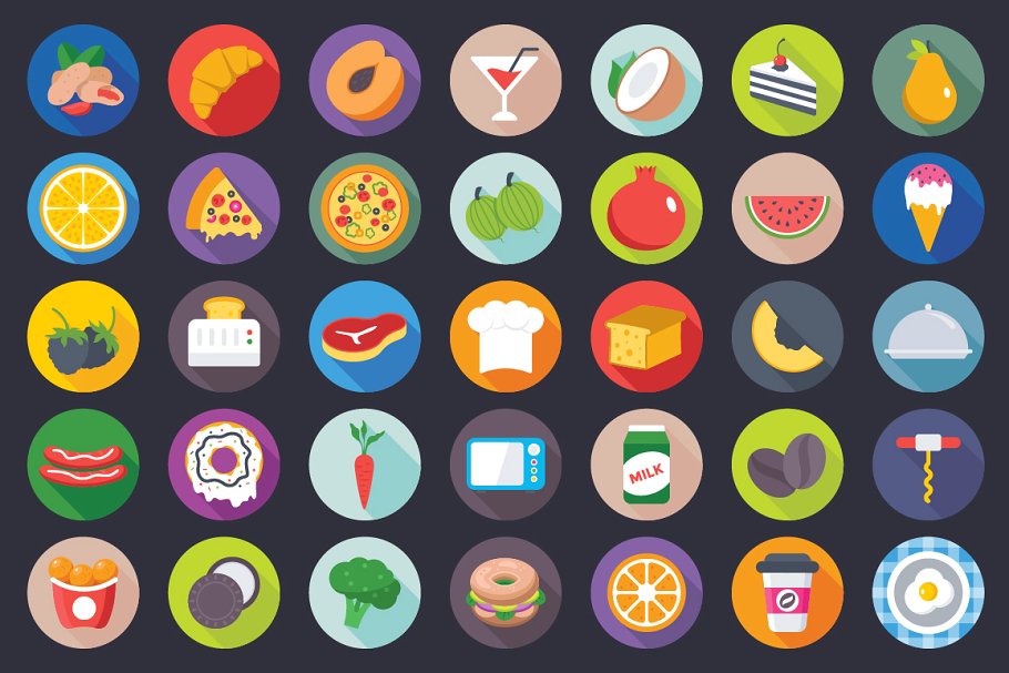 231款卡通扁平化食物饮料主题图标 231 Flat Food Icons插图(3)