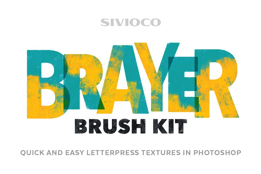 辊筒复印效果PS笔刷 Brayer Brush Kit插图