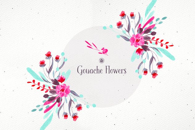 鲜艳水粉花卉插图合集 Gouache Flowers插图(3)