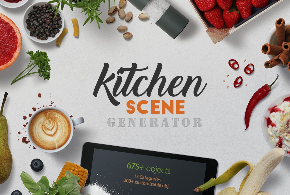 Kitchen Scene Generator–高品质的厨房场景样机下载 9.42 GB[psd,png]插图