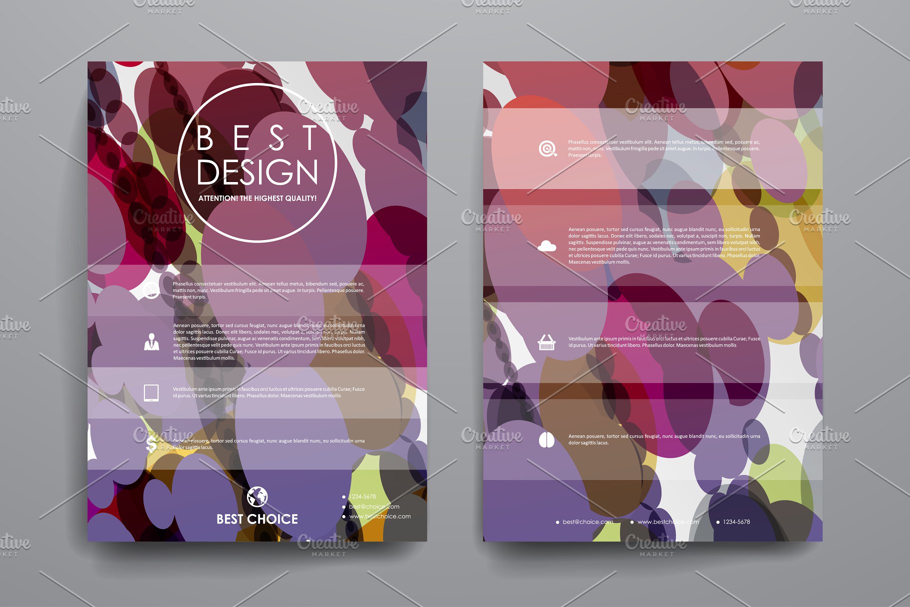 抽象彩色几何椭圆图形宣传册模板 Brochure Templates插图(9)