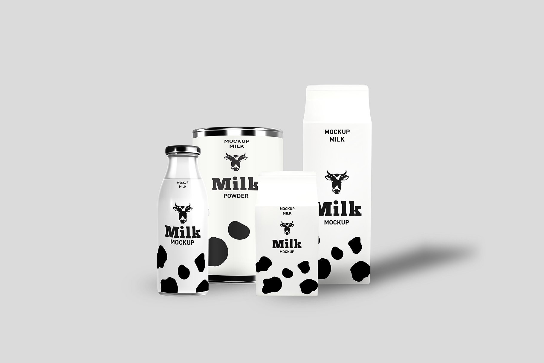 牛奶酸奶瓶包装样机展示模型mockups插图(1)