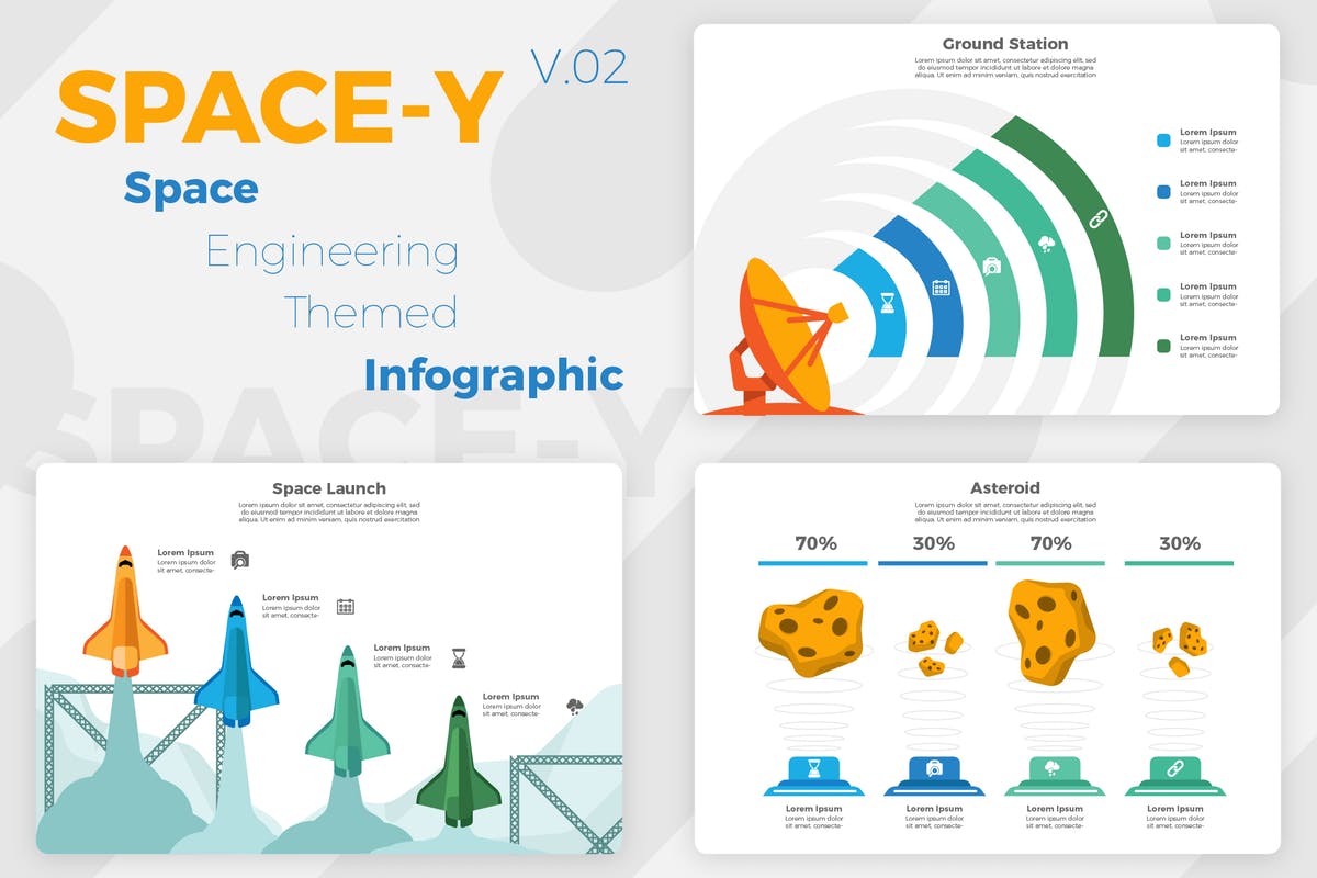 航天科技信息图表幻灯片设计素材模板V2 Space-Y v2 – Infographic插图
