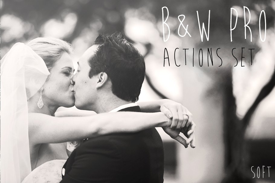 B&W黑白风格照片效果PS动作 B&W PRO Actions Set插图