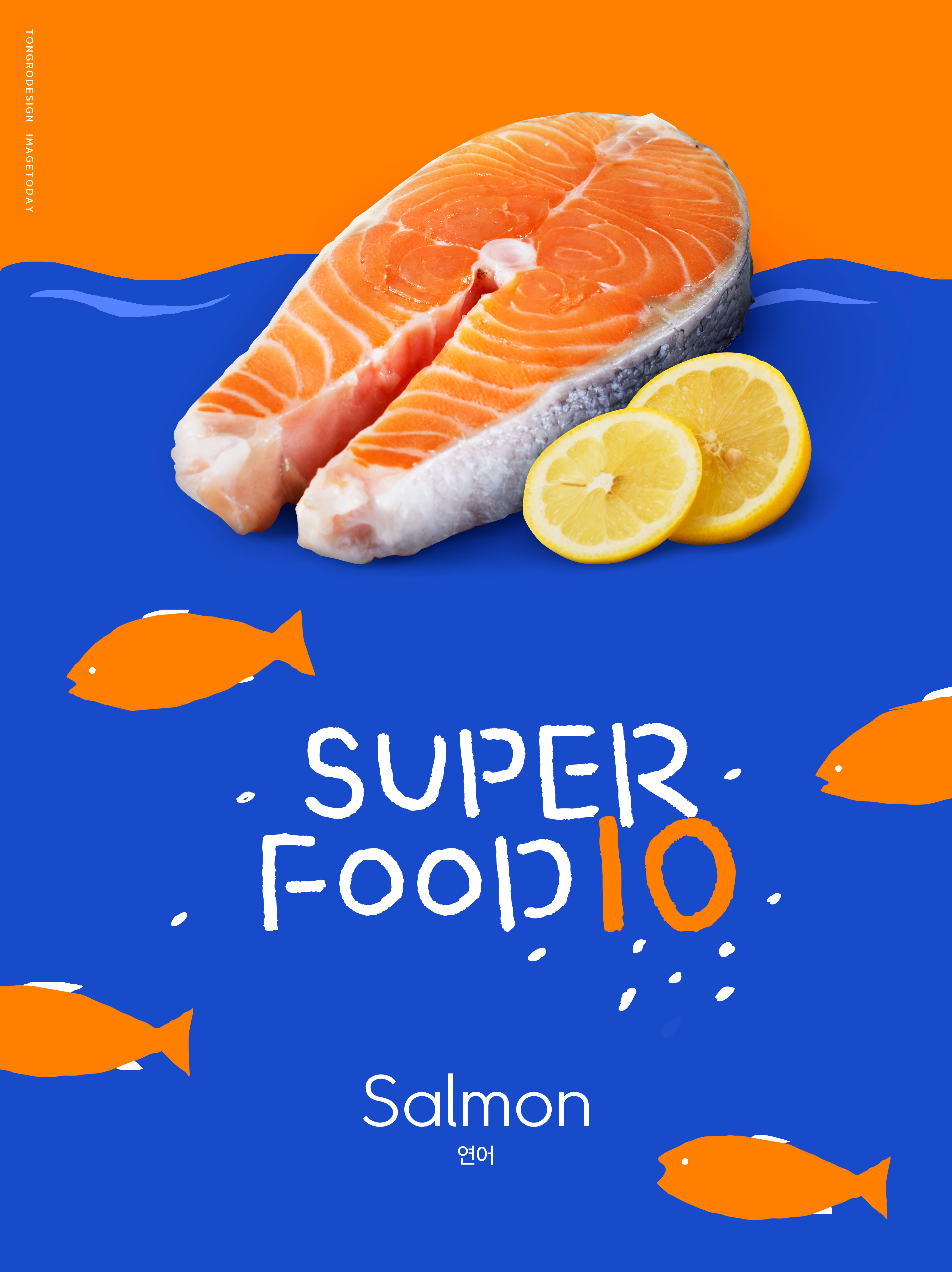 海鲜三文鱼食品宣传海报模板插图