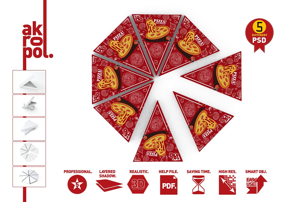 披萨切片包装盒展示模型下载 Pizza Slice Box Packaging Mockup [psd]插图(4)