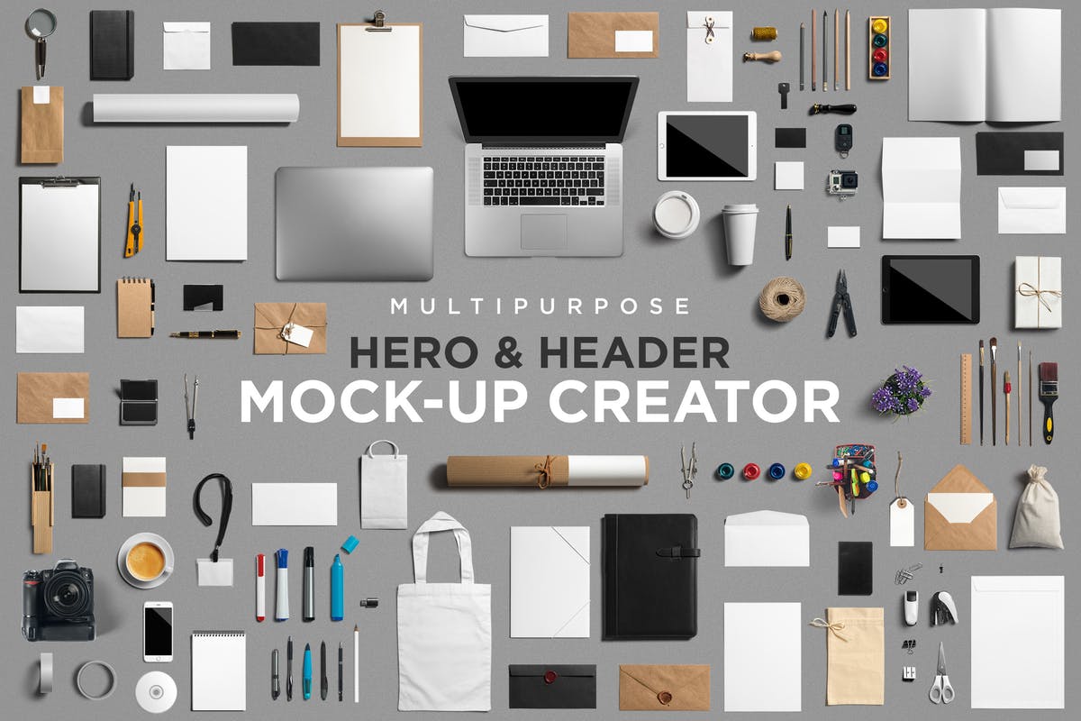超级巨无霸&Header场景样机设计素材包 Multipurpose Mock-Up Creator插图