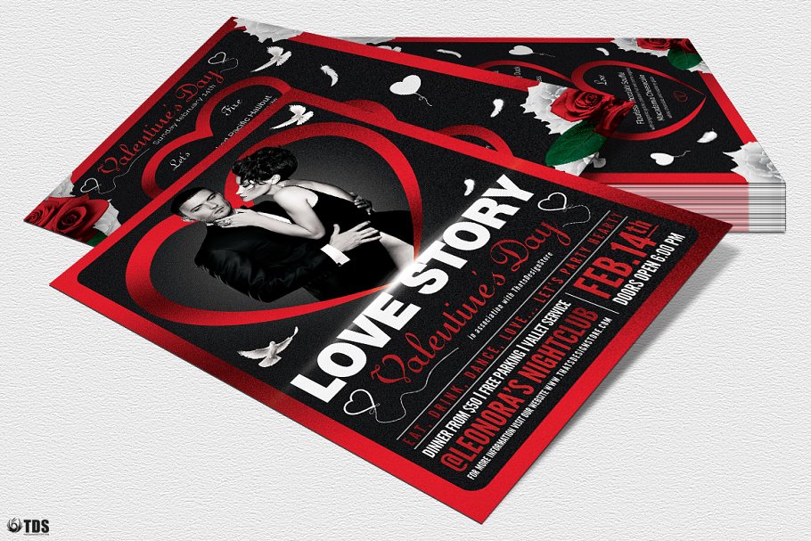浪漫情人节专题海报传单PSD模板V.4 Valentines Day Flyer+Menu PSD V4插图(3)