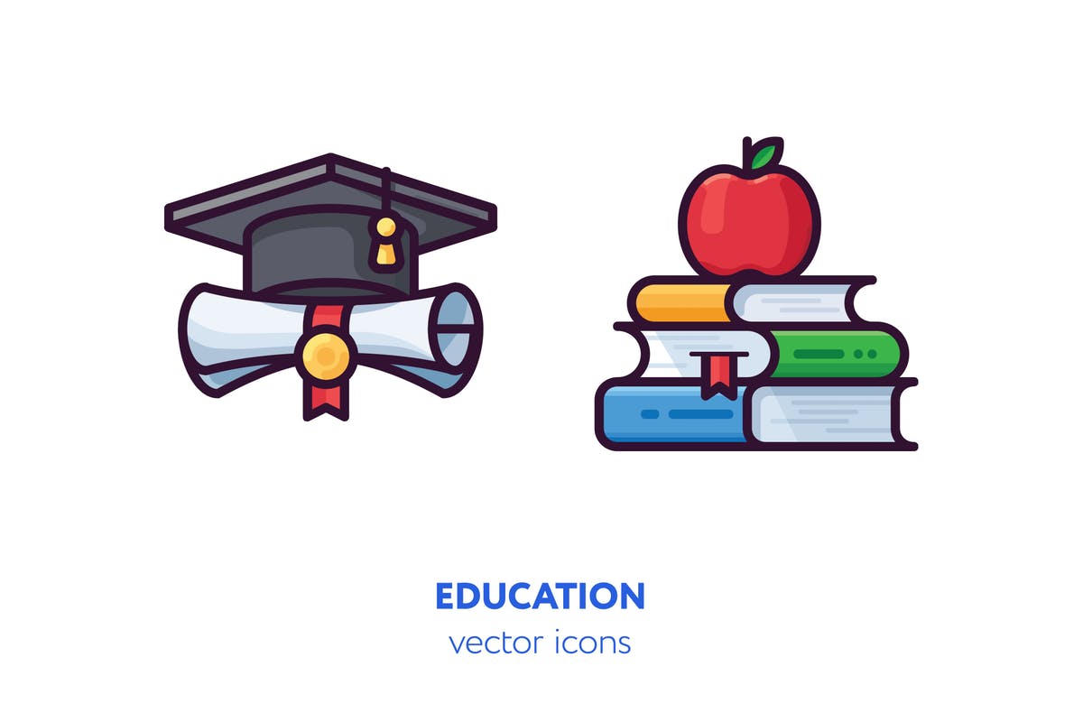 教育主题手绘矢量图标 Education icons[AI, EPS, SVG]插图