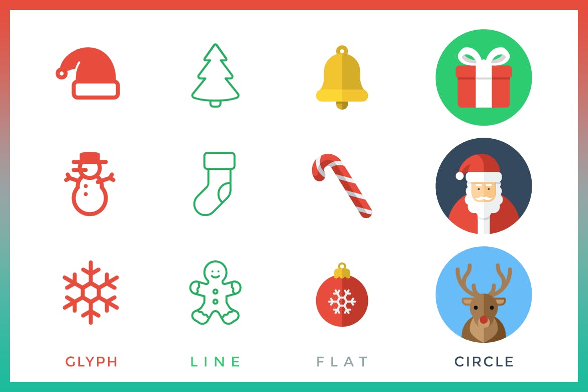 圣诞节主题多风格矢量图标素材 Christmas – Icon’t Event插图