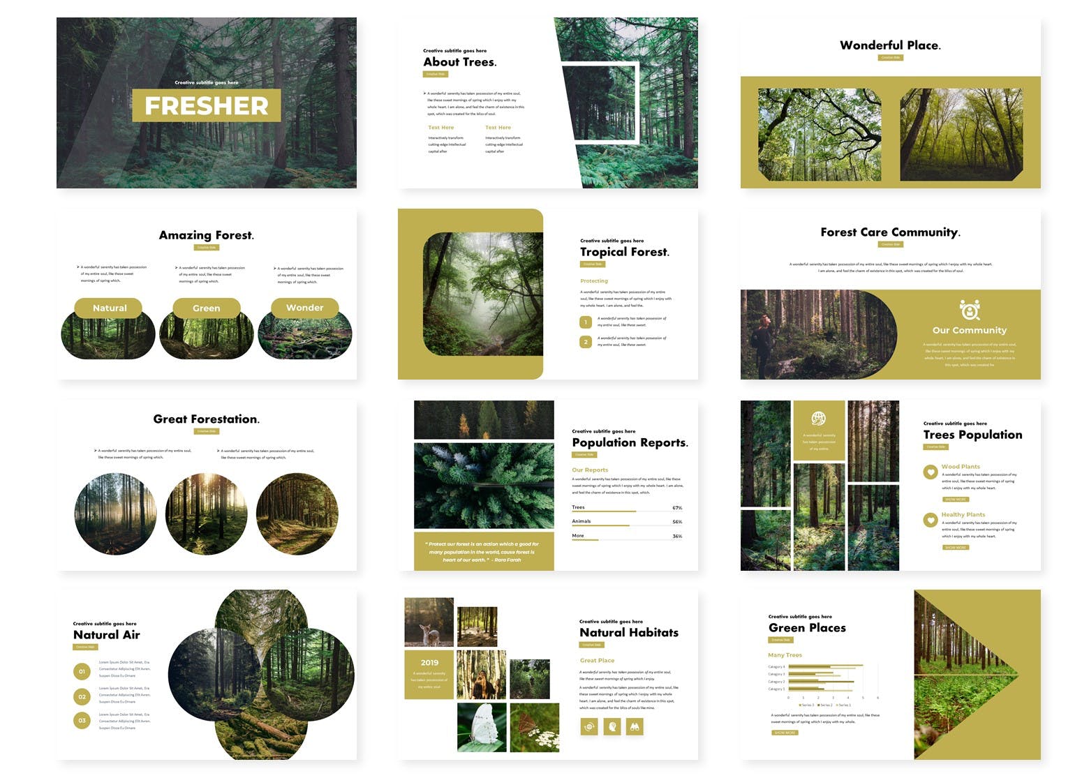 森林/风景/景观项目规划谷歌幻灯片设计模板 Fresher – Google Slides Template插图(1)