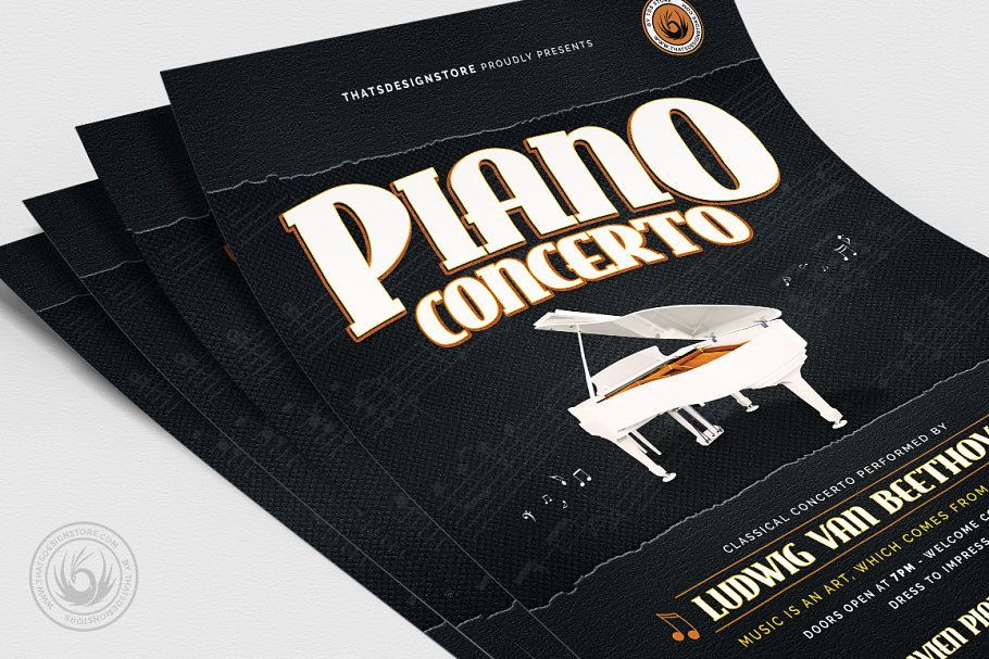 钢琴音乐演奏会海报传单PSD模板V.4 Piano Concerto Flyer PSD V4插图(4)