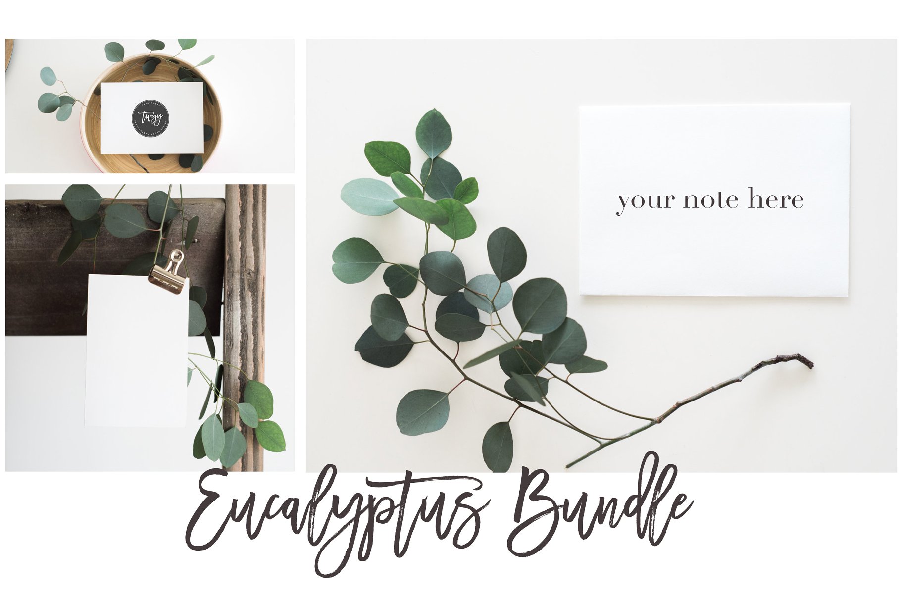 绿色植物点缀便签实景样机模板 Stock Photo Bundle | Bridal/Invites插图(2)