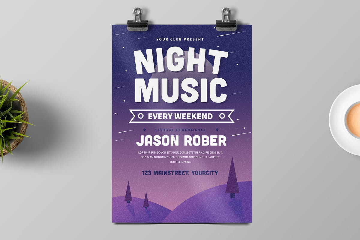 午夜音乐DJ派对传单设计模板 Night Music Flyer插图