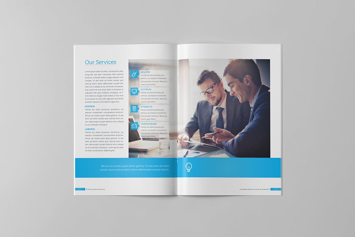 蓝色背景信息科技公司企业画册设计模板 Blue Corporate Brochure插图(4)