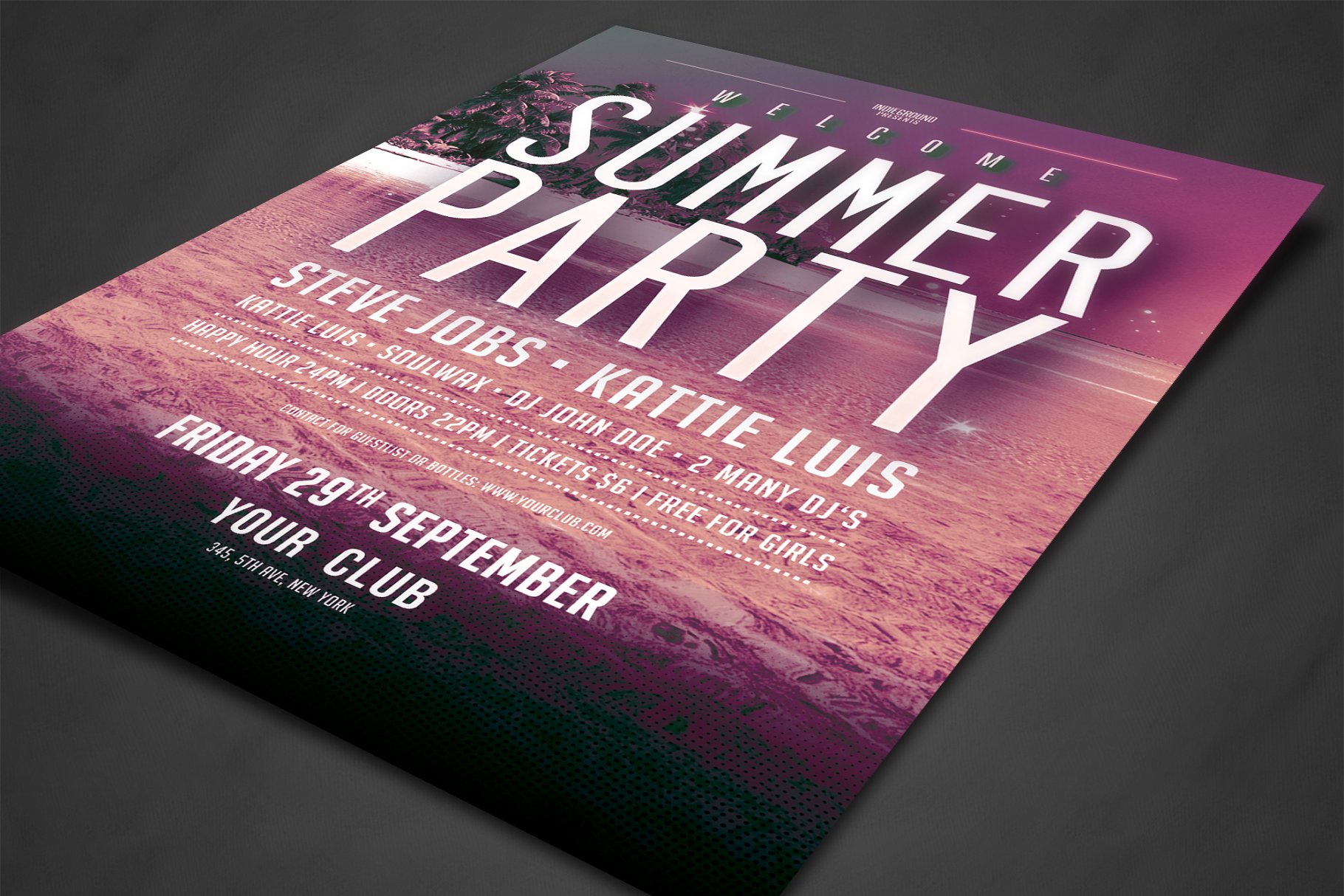 酒店/景点夏季海边沙滩活动派对传单 Summer Party Flyer插图(1)