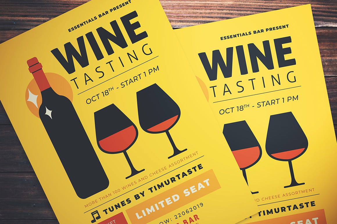品酒活动海报传单设计模板 Wine Tasting Event Flyer插图(1)