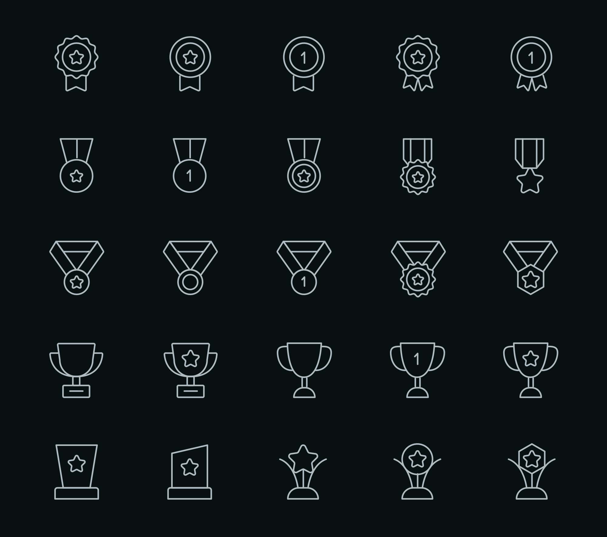 25枚奖章奖杯矢量图标素材 25 Vector Reward Icons插图(1)