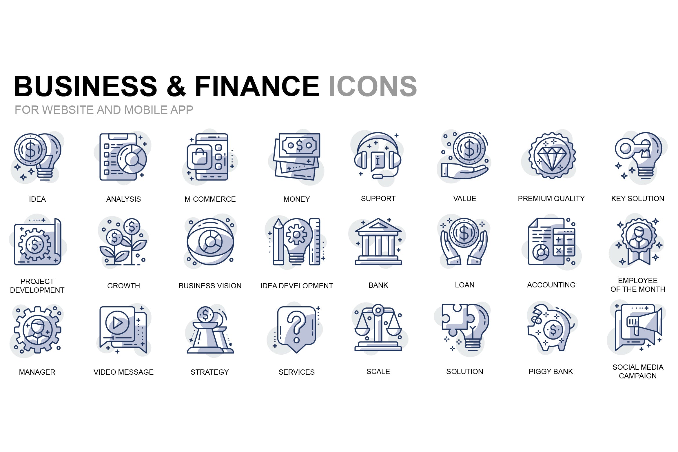 商业和财务主题线性图标矢量图标素材 Business and Finance Thin Line Icons插图