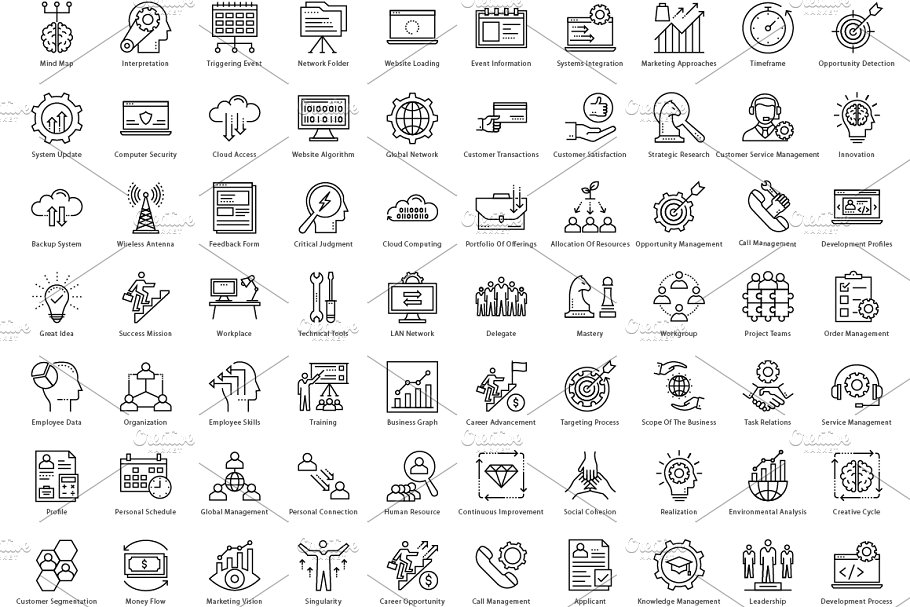 1270枚企业商务主题线条图标 1270 Business Line Icons插图(4)