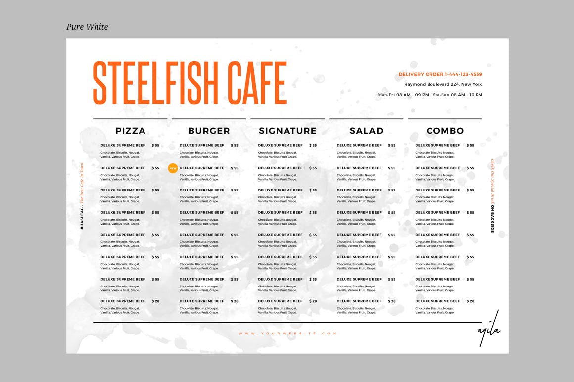 时尚高端简约多用途的餐厅饭店餐单菜谱设计海报宣传单DM折页设计模板插图(8)