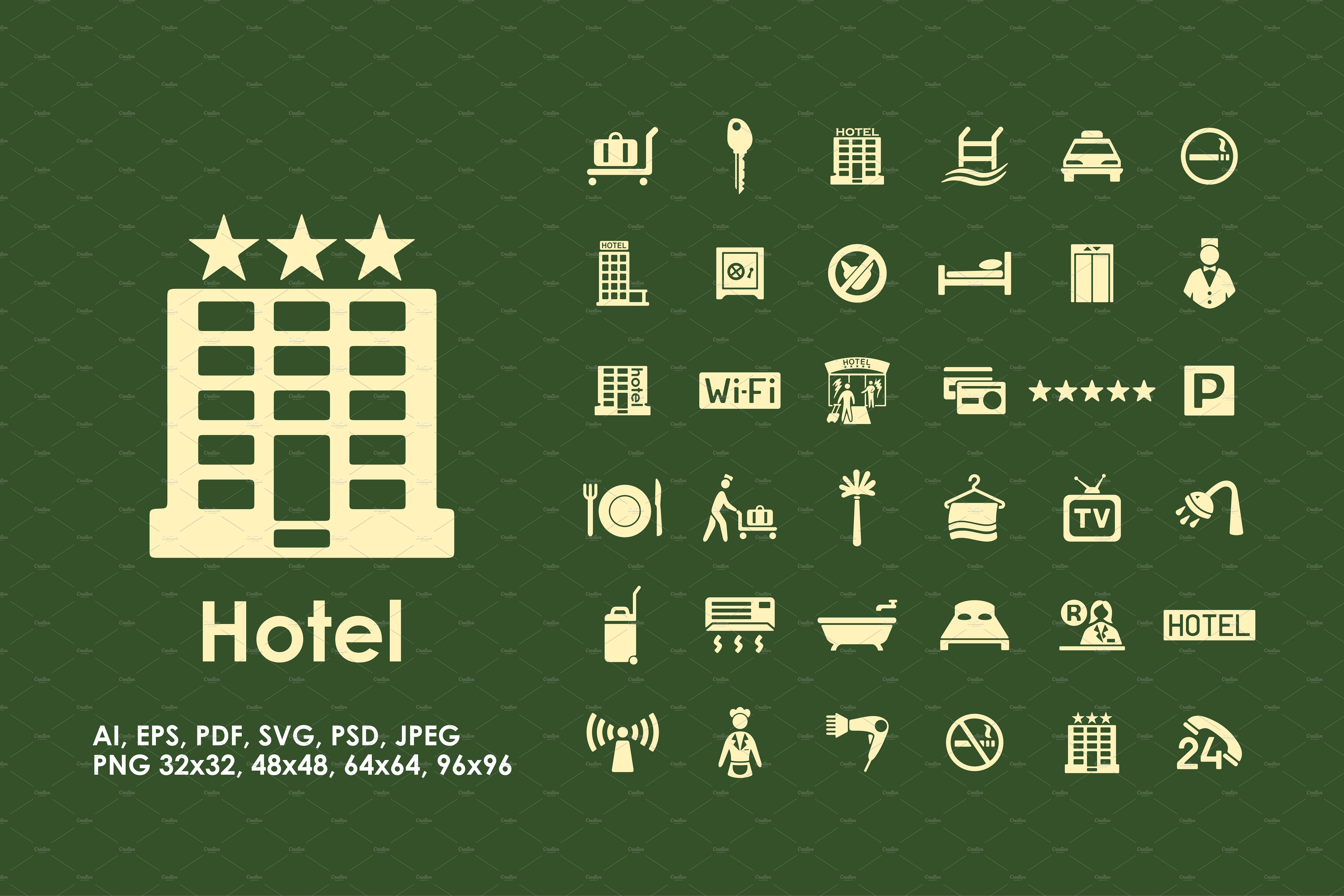 36枚酒店住宿主题图标 36 hotel icons插图