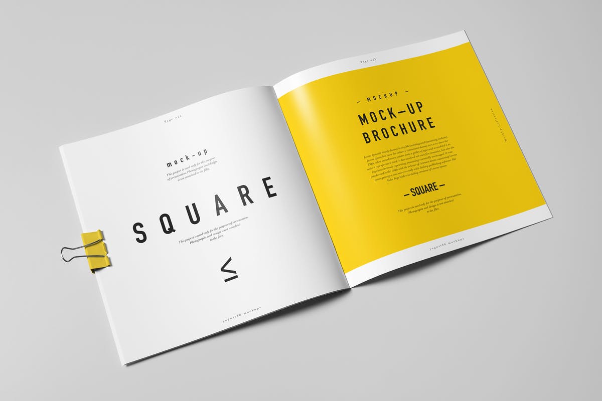 方形画册样机模板 Square Brochure Mock-up插图