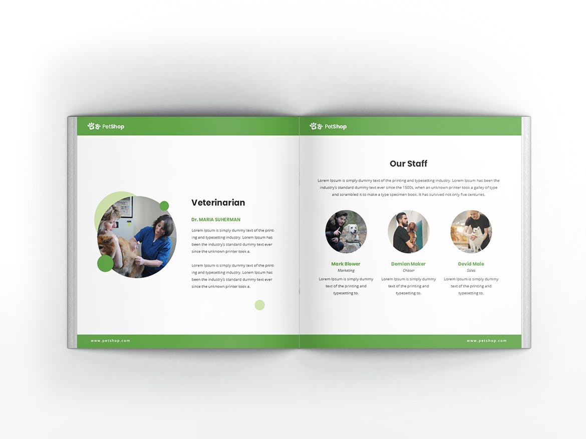 宠物店/宠物医院方形宣传册设计模板 Pet Shop Square Brochure Template插图(6)