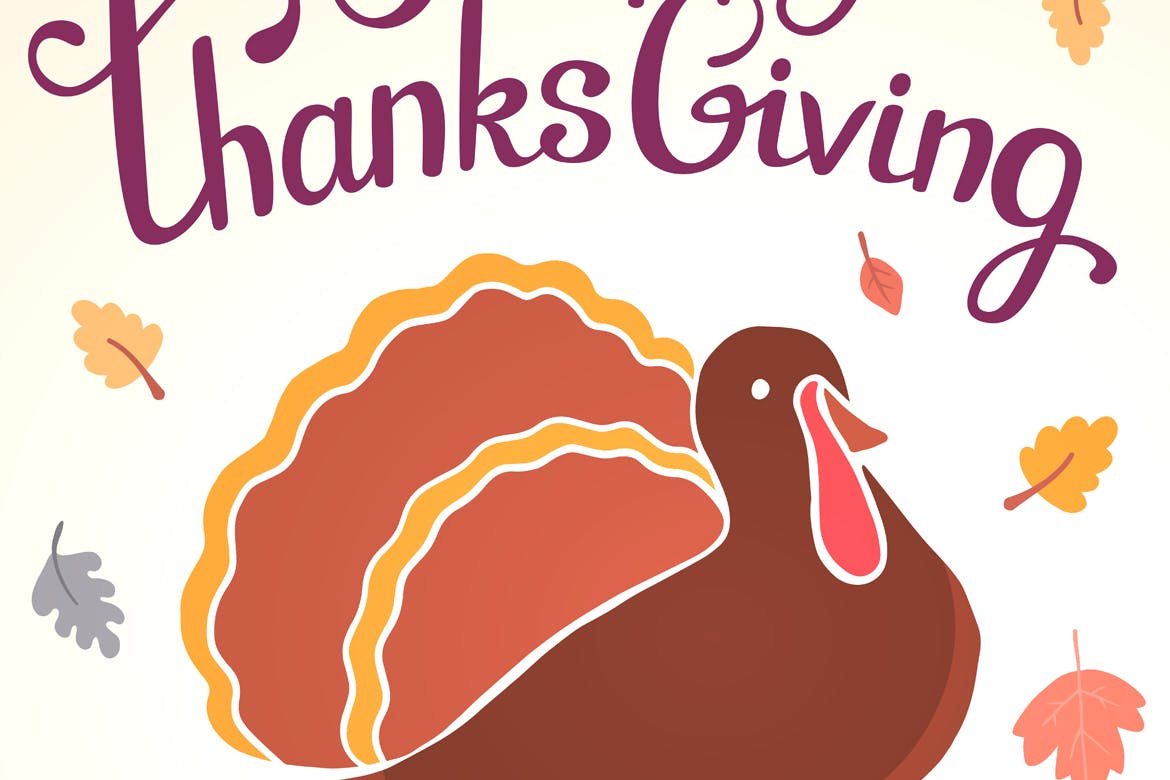 感恩节庆祝火鸡美食矢量设计素材 Happy Thanksgiving turkey插图