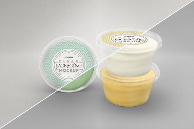 透明圆形调料容器包装样机 Clear Round Sauce Containers Packaging Mockup插图(3)