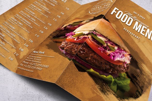 经典多用途三折页汉堡店菜单PSD模板 Multipurpose Food Menu – A4 & US Letter – Trifold插图(4)