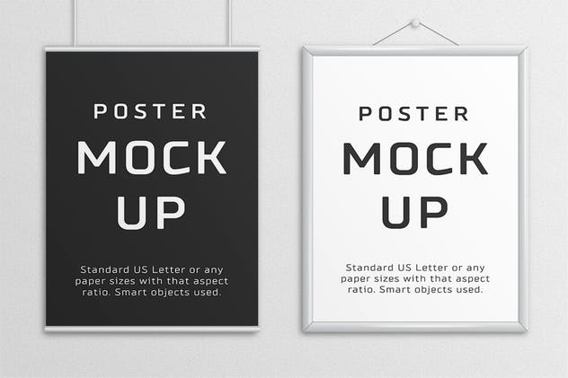 美国信纸规格海报设计样机模板 Poster Mock Up – US Letter插图(2)