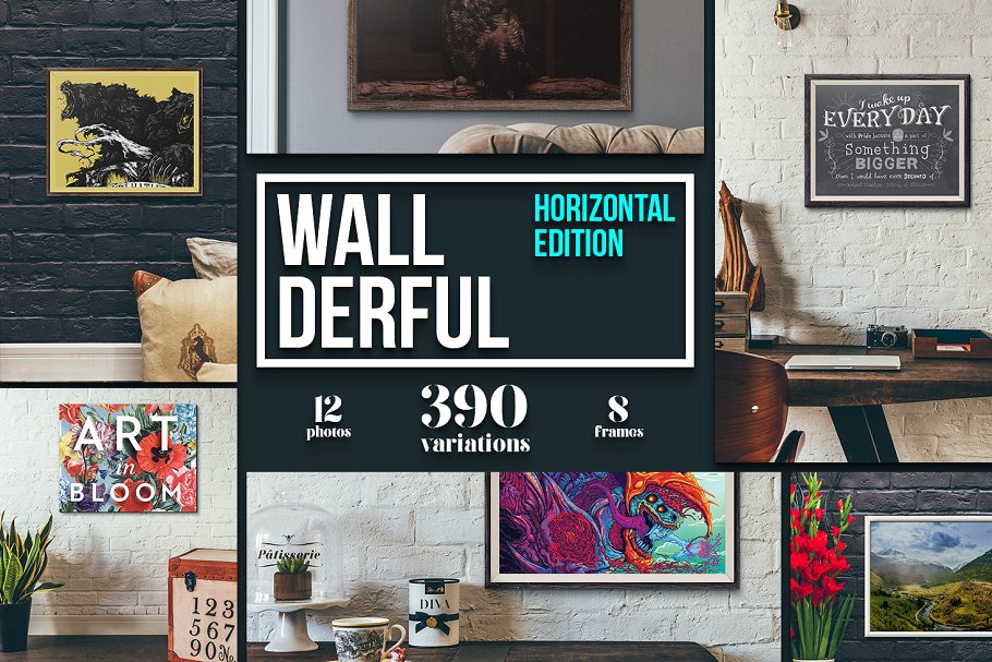 文艺场景相框画框样机合集 "Wallderful" – Horizontal Mockups插图