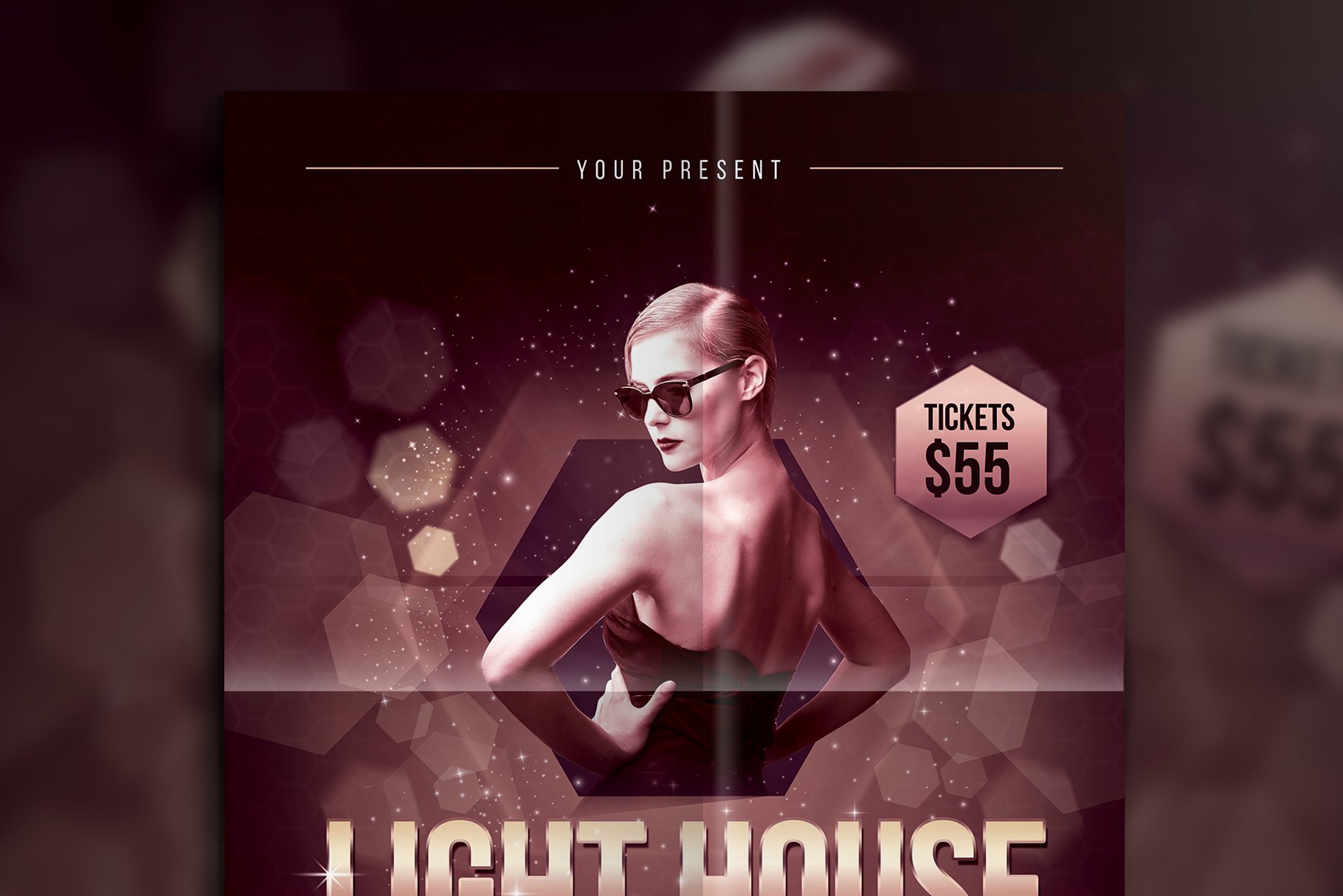 五种配色风格活动宣传海报传单设计模板 Light House Party Flyer插图(4)