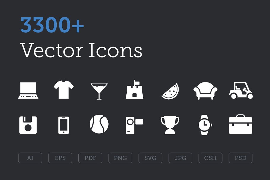 3300+矢量图标合集 3300+ Vector Icons Bundle插图