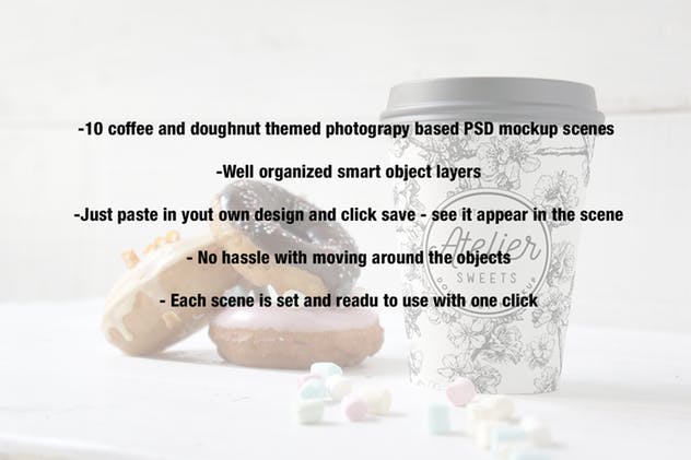 咖啡甜品牌样机模板 Coffee Doughnut Mockup插图(8)