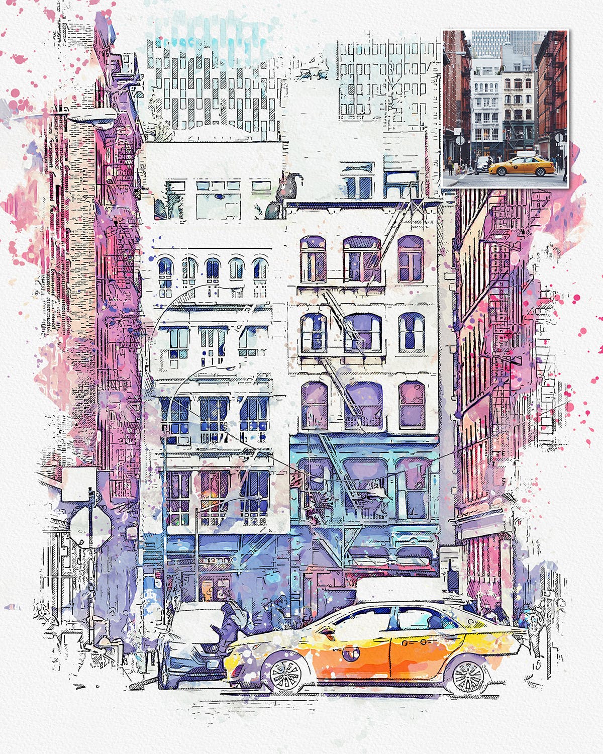 城市速写艺术效果PS动作 Urban Sketch Photoshop Action插图(3)